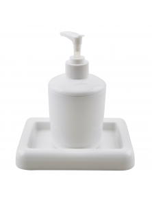 Dispenser pentru sapun lichid+suport Haceka, plastic, Alb
